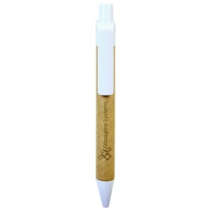 White Recycled Paper Pen with Trim - Laser Engraved Gift