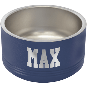 Navy Blue 18 oz Small Pet Bowl - Laser Engraved Pet Accessory