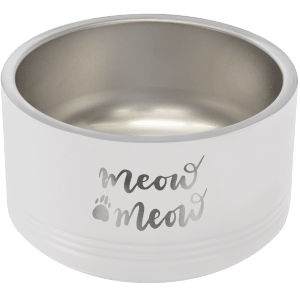 White 18 oz Small Pet Bowl - Laser Engraved Pet Accessory