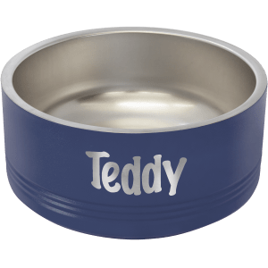 Navy Blue 32 oz Medium Pet Bowl - Laser Engraved Pet Accessory