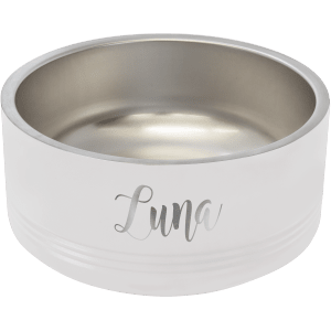 White 32 oz Medium Pet Bowl - Laser Engraved Pet Accessory