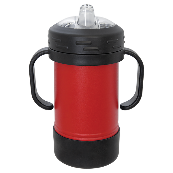 Red with Silver Engraving 10 oz Sippy Cup Tumbler - Laser Engraved Drinkware