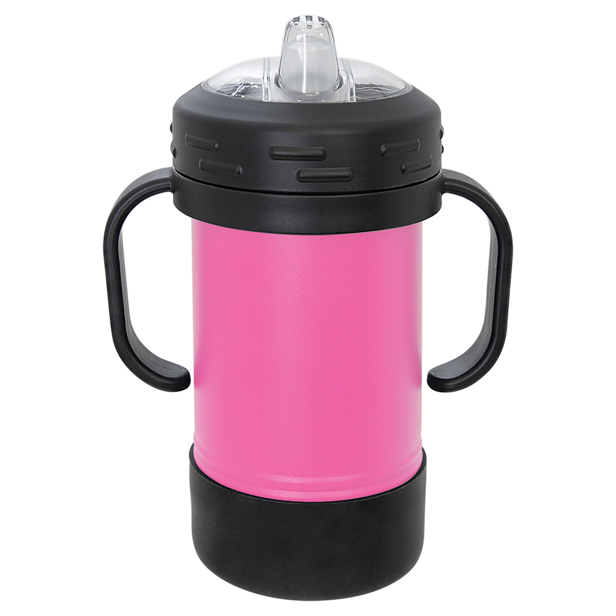 Pink with Silver Engraving 10 oz Sippy Cup Tumbler - Laser Engraved Drinkware