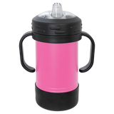 Pink with Silver Engraving 10 oz Sippy Cup Tumbler - Laser Engraved Drinkware