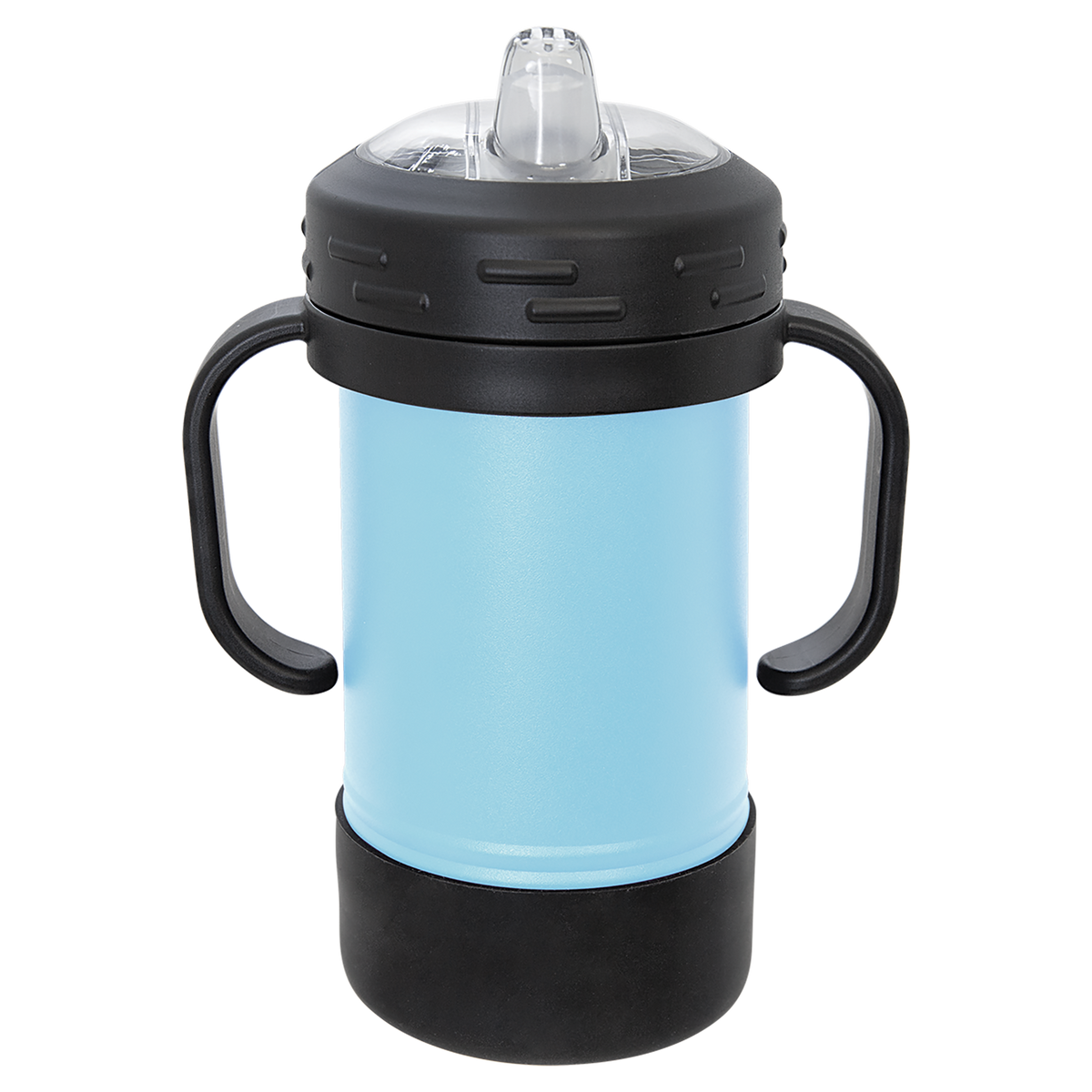 Light Blue with Silver Engraving 10 oz Sippy Cup Tumbler - Laser Engraved Drinkware