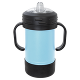 Light Blue with Silver Engraving 10 oz Sippy Cup Tumbler - Laser Engraved Drinkware
