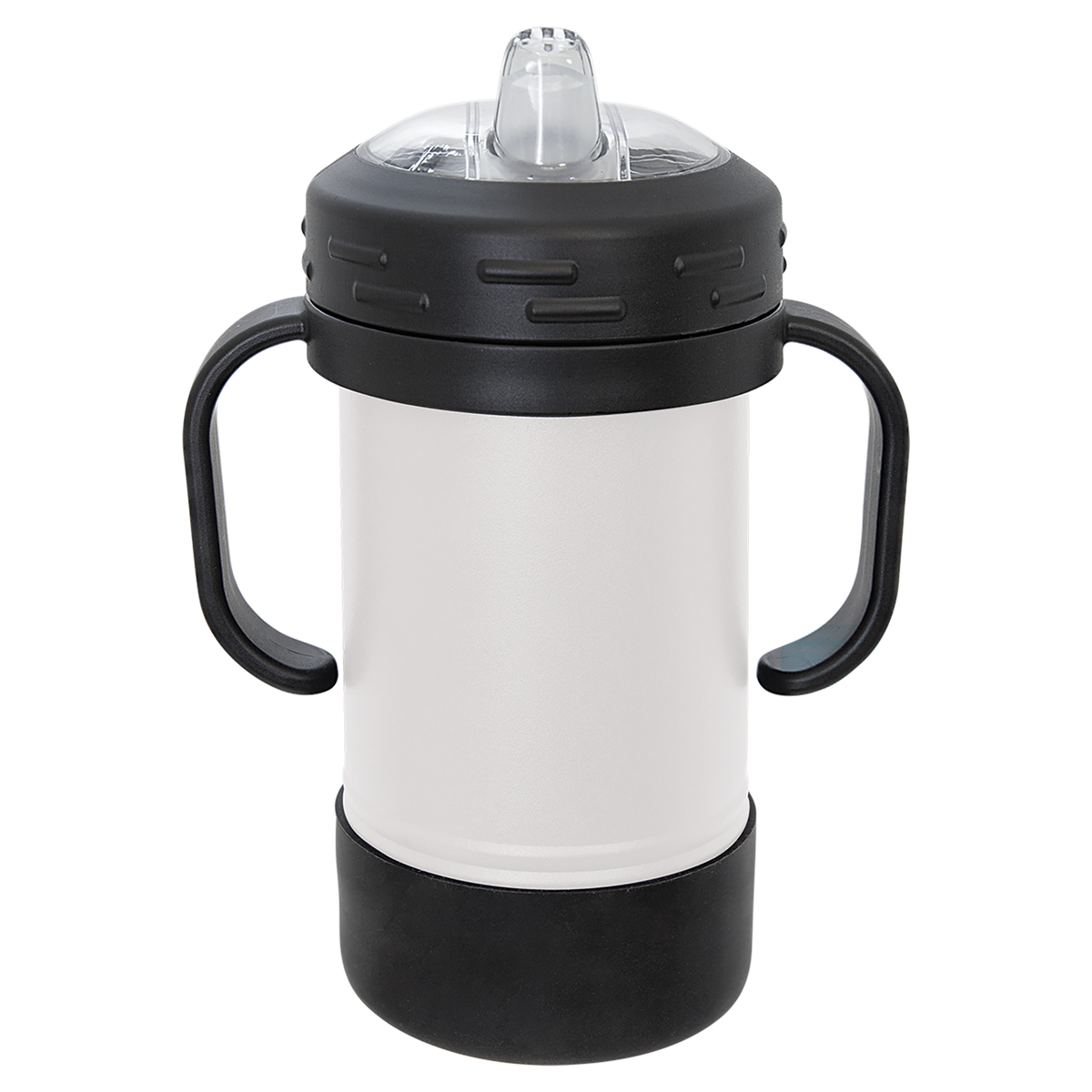 White with Silver Engraving 10 oz Sippy Cup Tumbler - Laser Engraved Drinkware