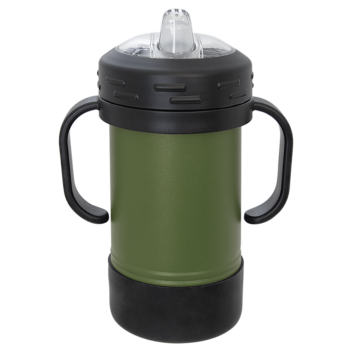 Olive Green with Silver Engraving 10 oz Sippy Cup Tumbler - Laser Engraved Drinkware