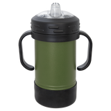 Olive Green with Silver Engraving 10 oz Sippy Cup Tumbler - Laser Engraved Drinkware