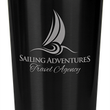 Black with Silver Engraving 16 Oz Gloss Travel Mug - Laser Engraved Drinkware