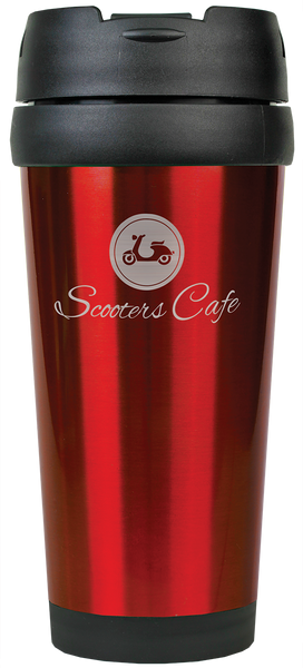 Red with Silver Engraving 16 Oz Gloss Travel Mug - Laser Engraved Drinkware