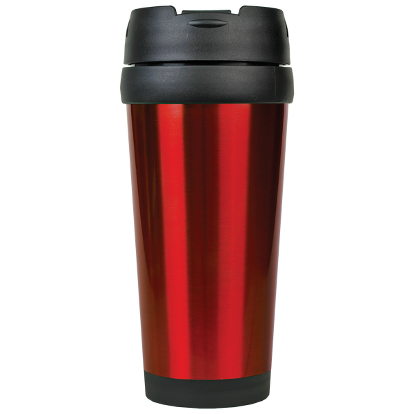 Red with Silver Engraving 16 Oz Gloss Travel Mug - Laser Engraved Drinkware
