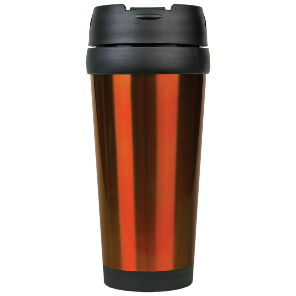 Orange with Silver Engraving 16 Oz Gloss Travel Mug - Laser Engraved Drinkware