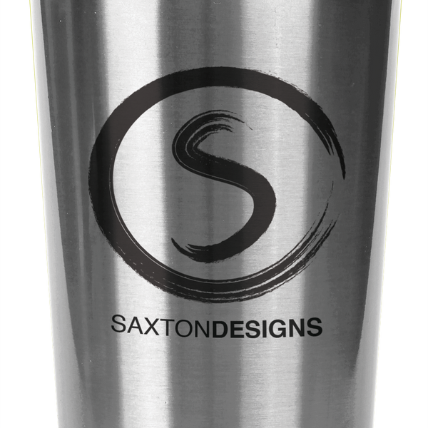 Silver with Black Engraving 16 Oz Gloss Travel Mug - Laser Engraved Drinkware