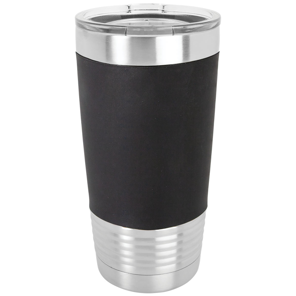 Black with White Engraving 20 Oz Silicone Grip Tumbler - Laser Engraved Drinkware