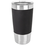 Black with White Engraving 20 Oz Silicone Grip Tumbler - Laser Engraved Drinkware
