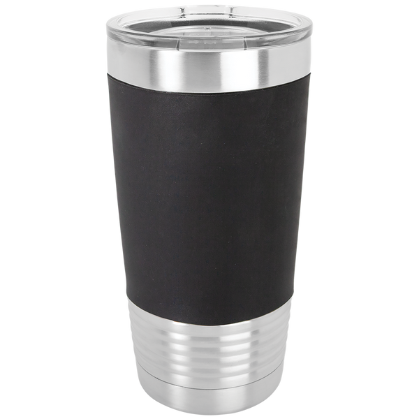 Black with White Engraving 20 Oz Silicone Grip Tumbler - Laser Engraved Drinkware