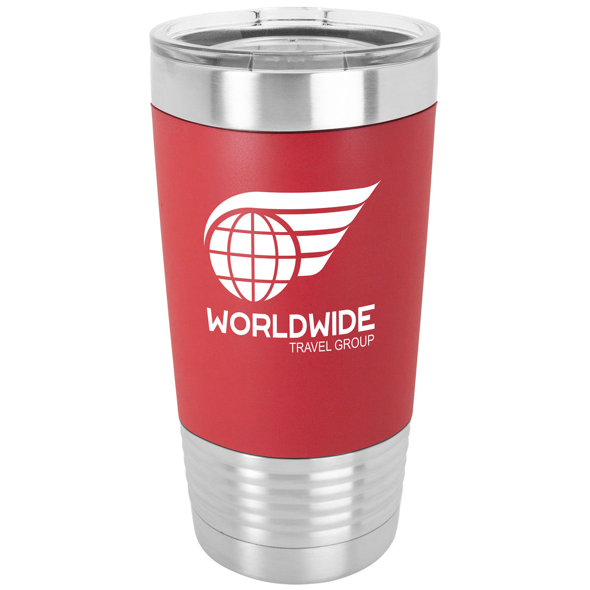 Red with White Engraving 20 Oz Silicone Grip Tumbler - Laser Engraved Drinkware