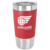 Red with White Engraving 20 Oz Silicone Grip Tumbler - Laser Engraved Drinkware