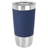 Navy Blue with White Engraving 20 Oz Silicone Grip Tumbler - Laser Engraved Drinkware