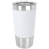 White with Black Engraving 20 Oz Silicone Grip Tumbler - Laser Engraved Drinkware