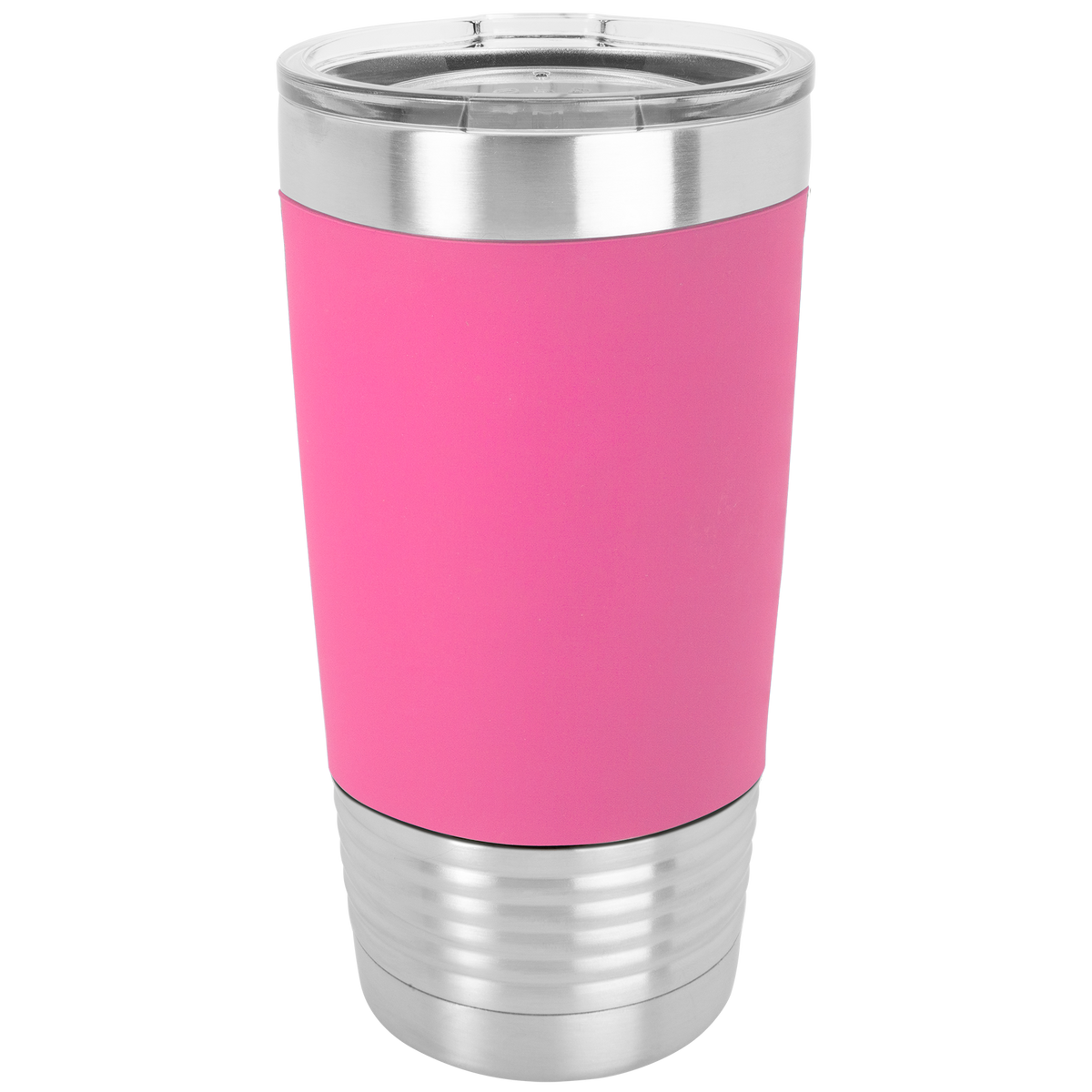 Pink with Black Engraving 20 Oz Silicone Grip Tumbler - Laser Engraved Drinkware