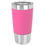 Pink with Black Engraving 20 Oz Silicone Grip Tumbler - Laser Engraved Drinkware