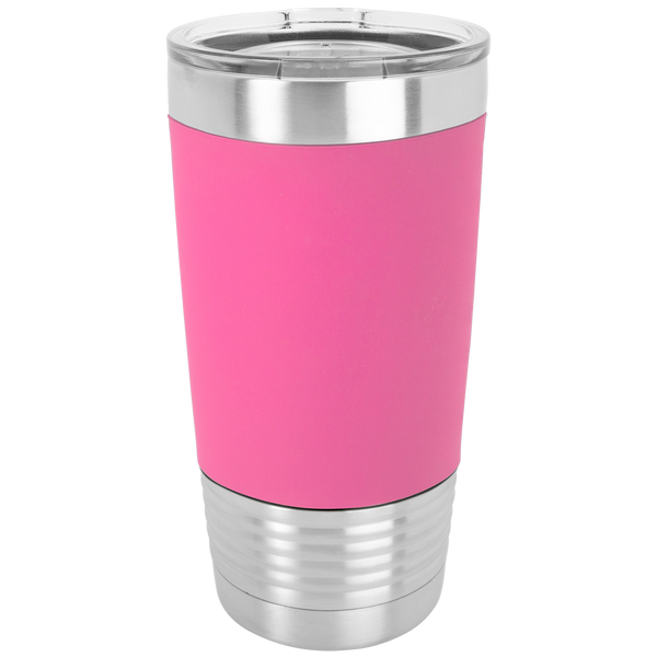 Pink with Black Engraving 20 Oz Silicone Grip Tumbler - Laser Engraved Drinkware