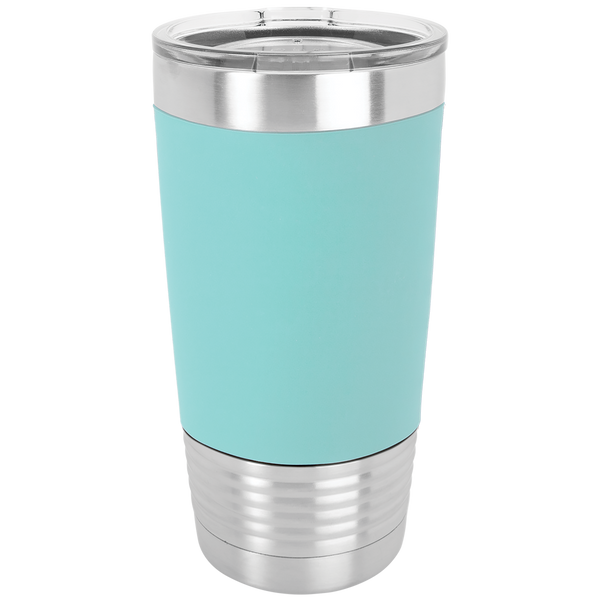 Teal with Black Engraving 20 Oz Silicone Grip Tumbler - Laser Engraved Drinkware