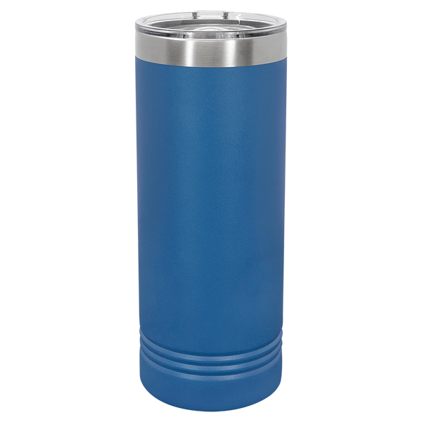 Royal Blue with Silver Engraving 22 Oz Skinny Tumbler - Laser Engraved Drinkware