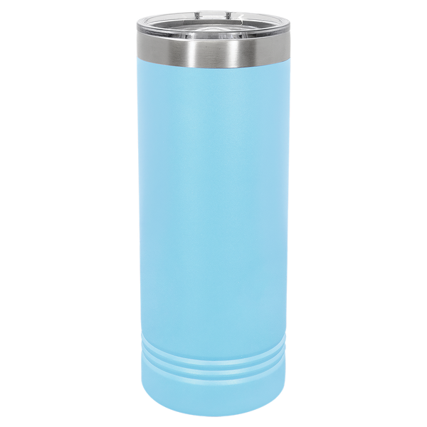 Light Blue with Silver Engraving 22 Oz Skinny Tumbler - Laser Engraved Drinkware