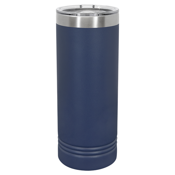 Navy Blue with Silver Engraving 22 Oz Skinny Tumbler - Laser Engraved Drinkware