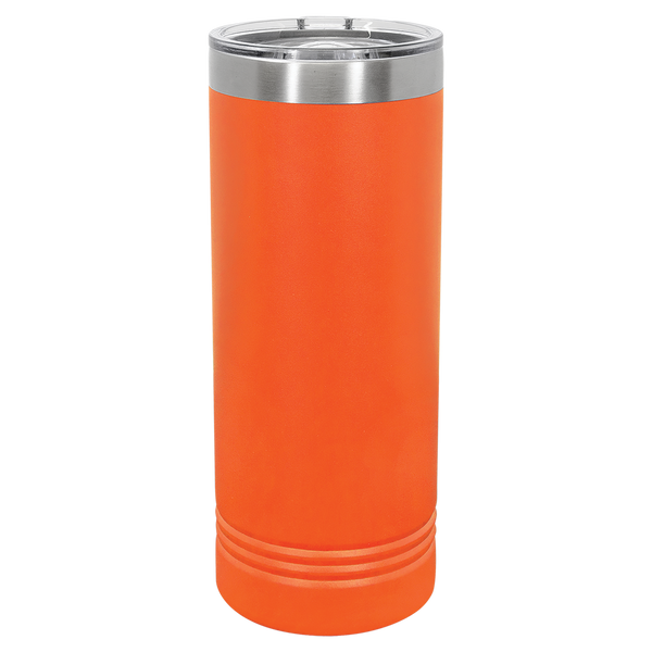 Orange with Silver Engraving 22 Oz Skinny Tumbler - Laser Engraved Drinkware