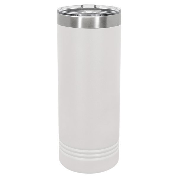 White with Silver Engraving 22 Oz Skinny Tumbler - Laser Engraved Drinkware