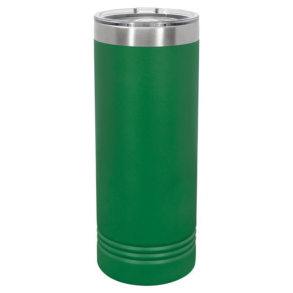 Green with Silver Engraving 22 Oz Skinny Tumbler - Laser Engraved Drinkware
