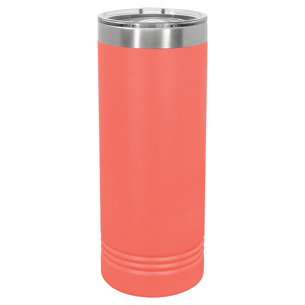 Coral with Silver Engraving 22 Oz Skinny Tumbler - Laser Engraved Drinkware
