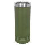 Olive Green with Silver Engraving 22 Oz Skinny Tumbler - Laser Engraved Drinkware
