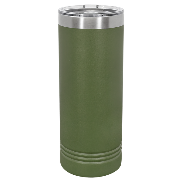 Olive Green with Silver Engraving 22 Oz Skinny Tumbler - Laser Engraved Drinkware