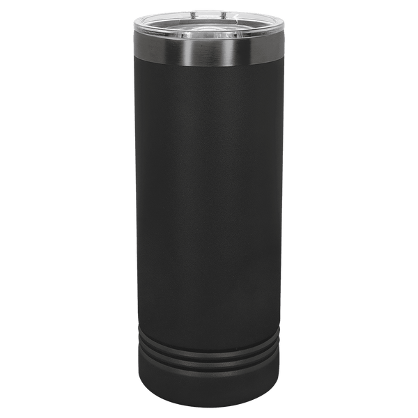 22oz Black-Ghost ION-Plated Skinny Tumbler with Sliding Lid - Laser Engraved Drinkware