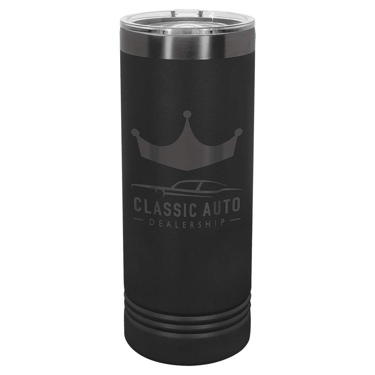 22oz Black-Ghost ION-Plated Skinny Tumbler with Sliding Lid - Laser Engraved Drinkware