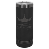 22oz Black-Ghost ION-Plated Skinny Tumbler with Sliding Lid - Laser Engraved Drinkware