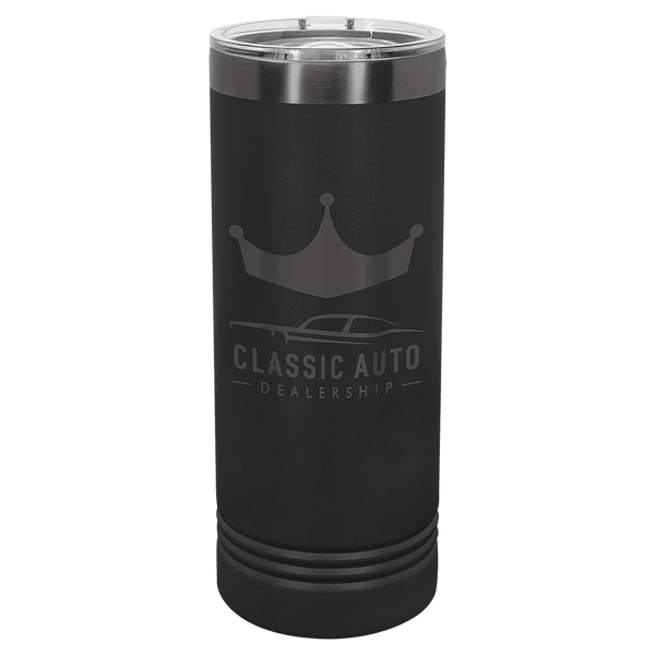 22oz Black-Ghost ION-Plated Skinny Tumbler with Sliding Lid - Laser Engraved Drinkware