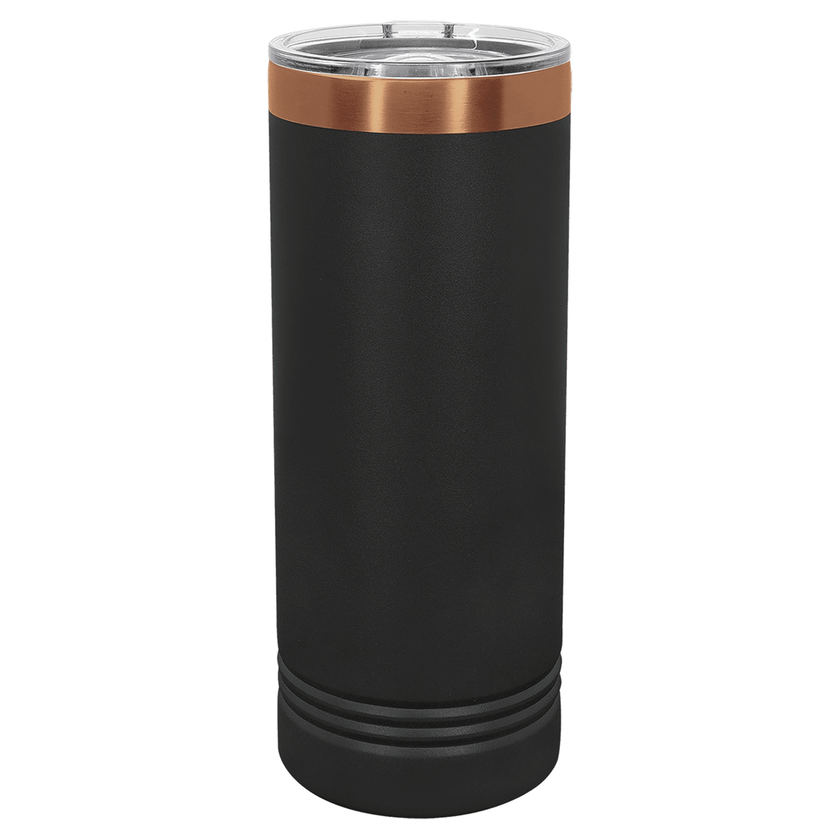 22oz Black-Rose Gold ION-Plated Skinny Tumbler with Sliding Lid - Laser Engraved Drinkware