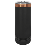 22oz Black-Rose Gold ION-Plated Skinny Tumbler with Sliding Lid - Laser Engraved Drinkware