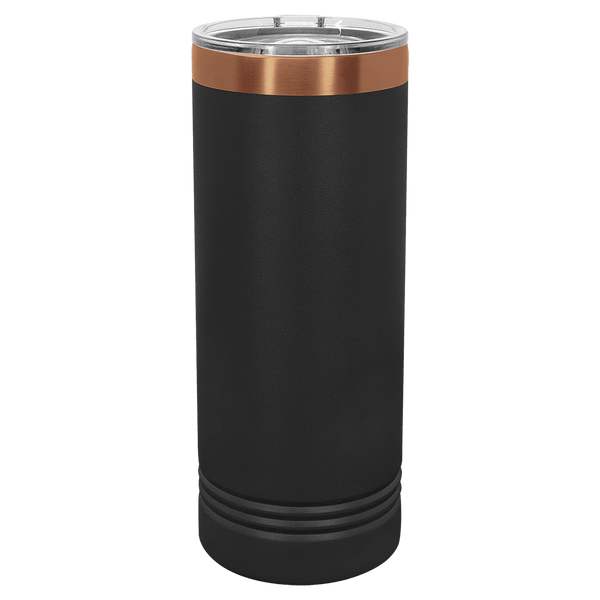 22oz Black-Rose Gold ION-Plated Skinny Tumbler with Sliding Lid - Laser Engraved Drinkware