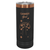 22oz Black-Rose Gold ION-Plated Skinny Tumbler with Sliding Lid - Laser Engraved Drinkware