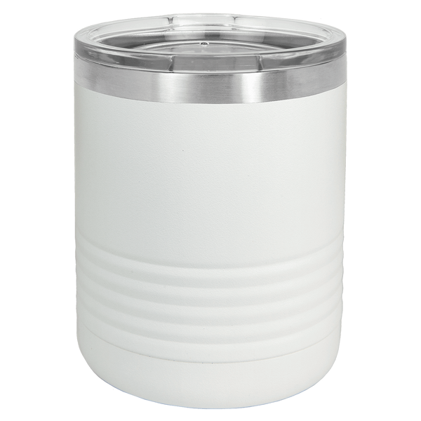 White with Silver Engraving 10oz Tumbler - Laser Engraved Drinkware
