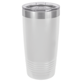 White with Silver Engraving 20 Oz Tumbler - Laser Engraved Drinkware