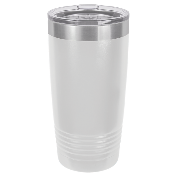 White with Silver Engraving 20 Oz Tumbler - Laser Engraved Drinkware