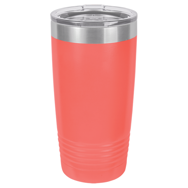 Coral with Silver Engraving 20 Oz Tumbler - Laser Engraved Drinkware